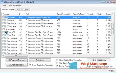 Скриншот программы Process Killer для Windows 8.1