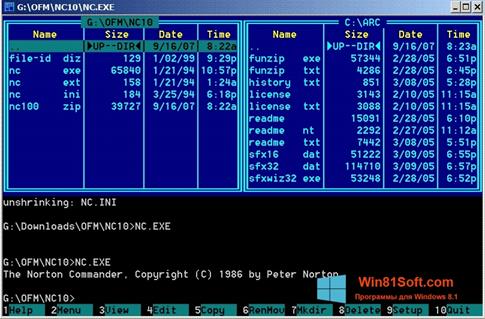 Скриншот программы Norton Commander для Windows 8.1