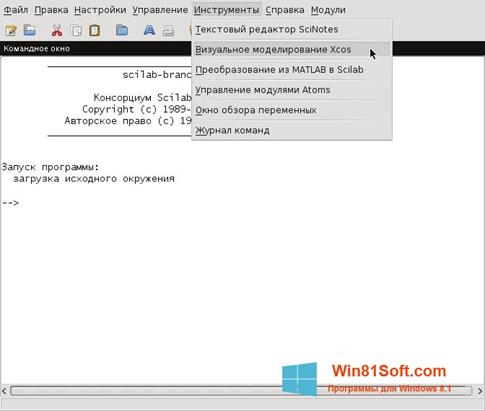 Скриншот программы Scilab для Windows 8.1