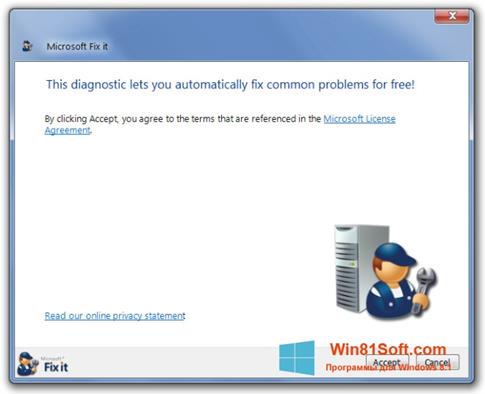 Скриншот программы Microsoft Fix it для Windows 8.1
