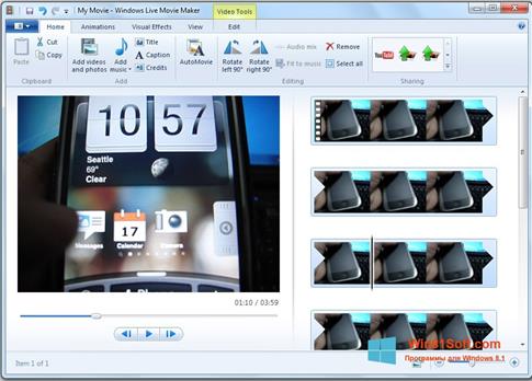 Скриншот программы Windows Live Movie Maker для Windows 8.1