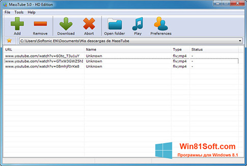 Скриншот программы MassTube для Windows 8.1