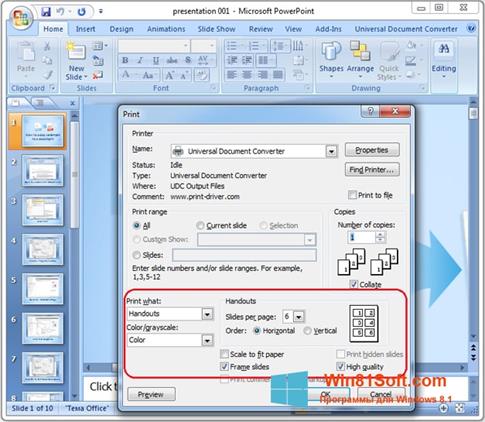 Скриншот программы Microsoft PowerPoint для Windows 8.1