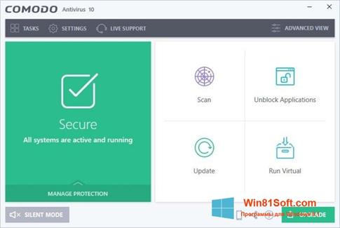 Скриншот программы Comodo Antivirus для Windows 8.1