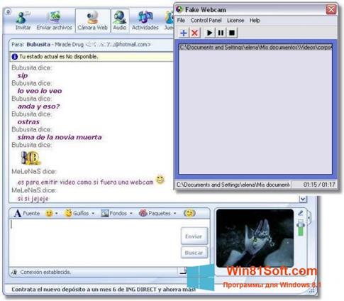 Скриншот программы Fake Webcam для Windows 8.1