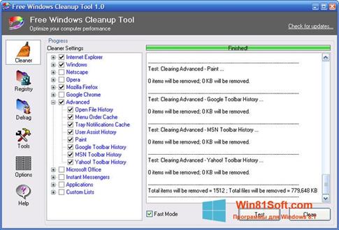 Скриншот программы WindowsCleaner для Windows 8.1