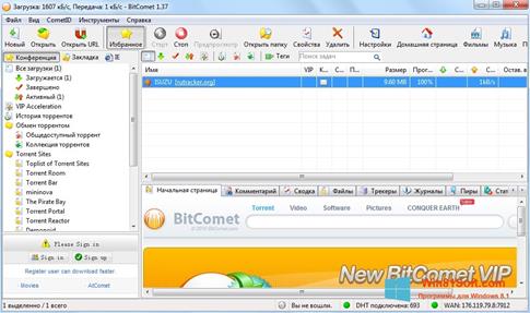 Скриншот программы BitComet для Windows 8.1