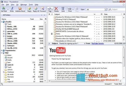 Скриншот программы Mozilla Thunderbird для Windows 8.1
