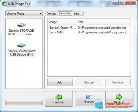 Скриншот программы USB Image Tool для Windows 8.1