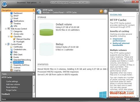 Скриншот программы WinGate для Windows 8.1