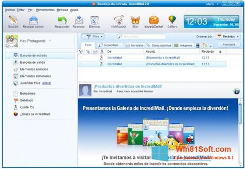 Скриншот программы IncrediMail для Windows 8.1