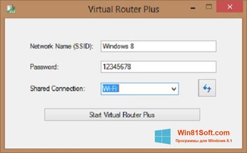 Скриншот программы Virtual Router Plus для Windows 8.1