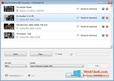 Скриншот программы Free YouTube to MP3 Converter для Windows 8.1