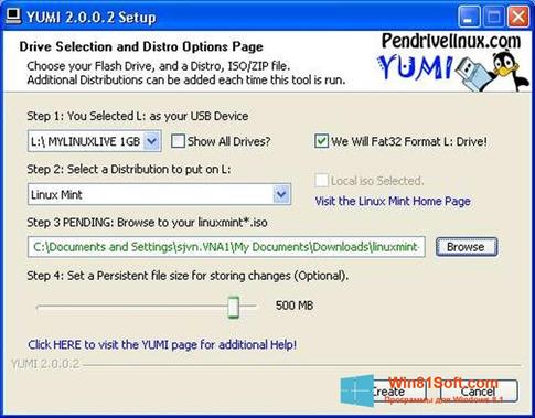Скриншот программы YUMI для Windows 8.1