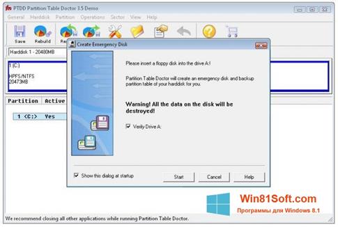 Скриншот программы Partition Table Doctor для Windows 8.1
