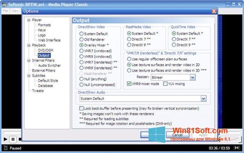 Скриншот программы Media Player Classic для Windows 8.1