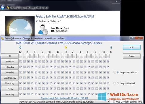Скриншот программы Active Password Changer для Windows 8.1