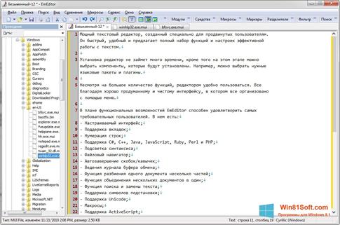 Скриншот программы EmEditor для Windows 8.1