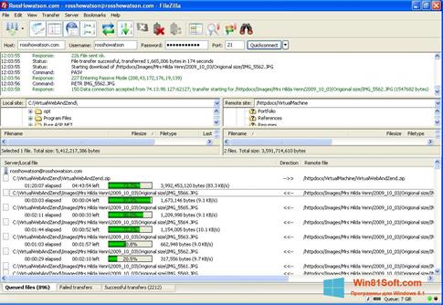 Скриншот программы FileZilla для Windows 8.1