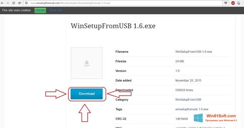 Скриншот программы WinSetupFromUSB для Windows 8.1