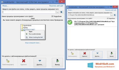 Скриншот программы LockHunter для Windows 8.1