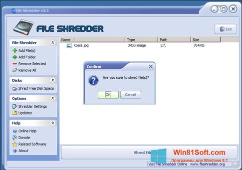 Скриншот программы File Shredder для Windows 8.1