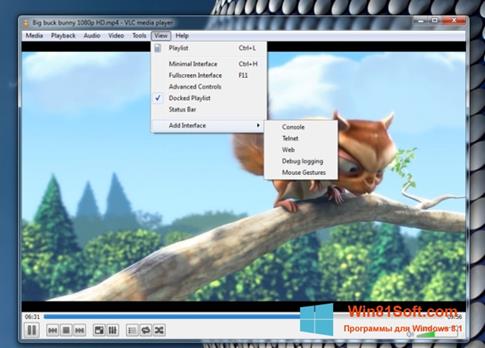 Скриншот программы VLC Media Player для Windows 8.1