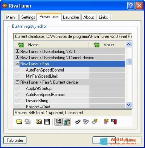 Скриншот программы RivaTuner для Windows 8.1