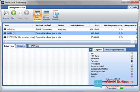 Скриншот программы PerfectDisk для Windows 8.1