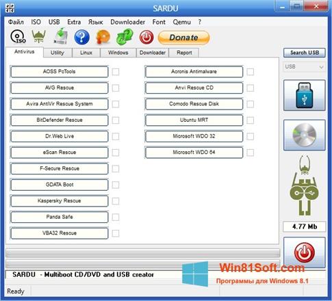 Скриншот программы SARDU для Windows 8.1