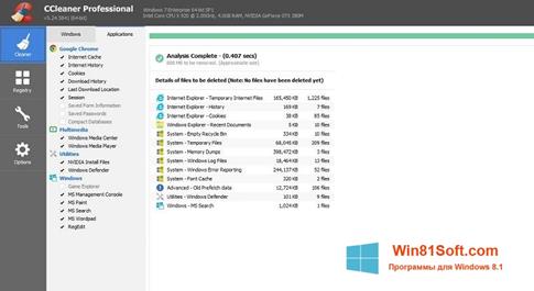 Скриншот программы CCleaner Professional Plus для Windows 8.1