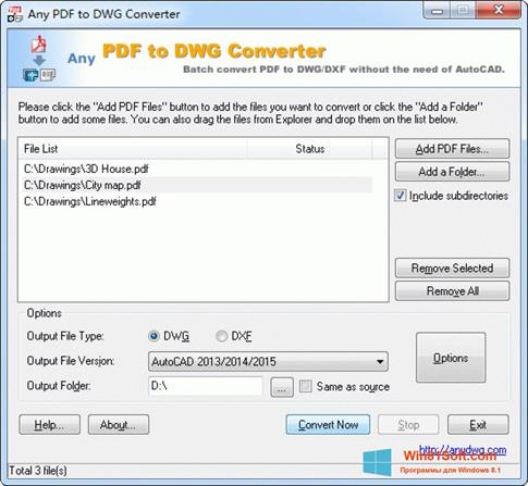 Скриншот программы PDF to DWG Converter для Windows 8.1