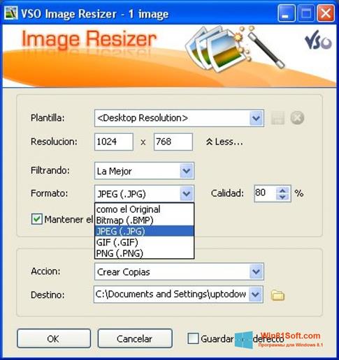 Скриншот программы VSO Image Resizer для Windows 8.1