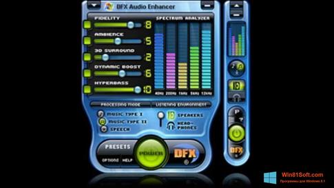 Скриншот программы DFX Audio Enhancer для Windows 8.1
