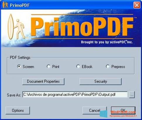 Скриншот программы PrimoPDF для Windows 8.1