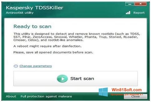 Скриншот программы Kaspersky TDSSKiller для Windows 8.1