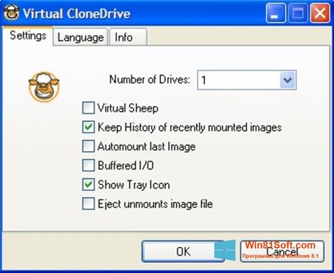 Скриншот программы Virtual CloneDrive для Windows 8.1