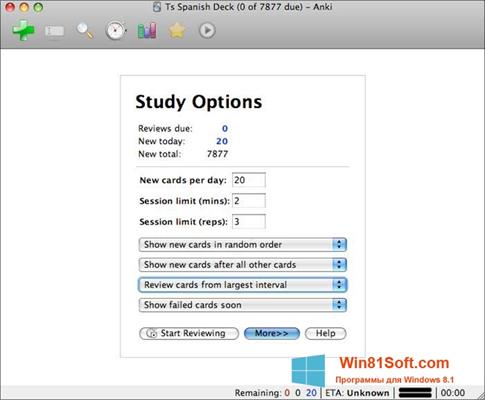 Скриншот программы Anki для Windows 8.1