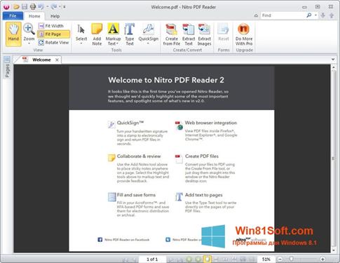 Скриншот программы Nitro PDF Reader для Windows 8.1