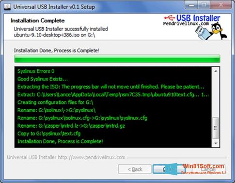 Скриншот программы Universal USB Installer для Windows 8.1