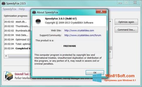 Скриншот программы SpeedyFox для Windows 8.1