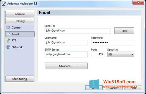 Скриншот программы Ardamax Keylogger для Windows 8.1
